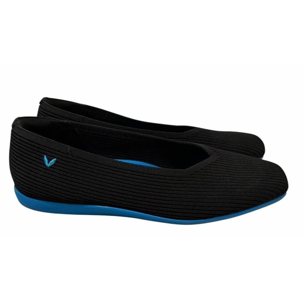 VIVAIA Margot Walker Square Toe Knit Flats Black Blue Sole EU 40